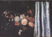 SPELT, Adrian van der Flower Still Life with Curtain (mk14) Norge oil painting reproduction